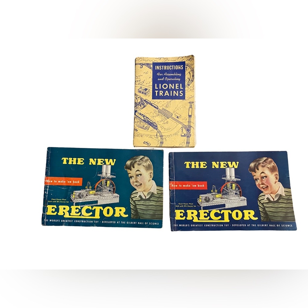 Vtg Lot of Instruction Booklets. Lionel Trains & A.C. Gilbert Erector Sets 1950s